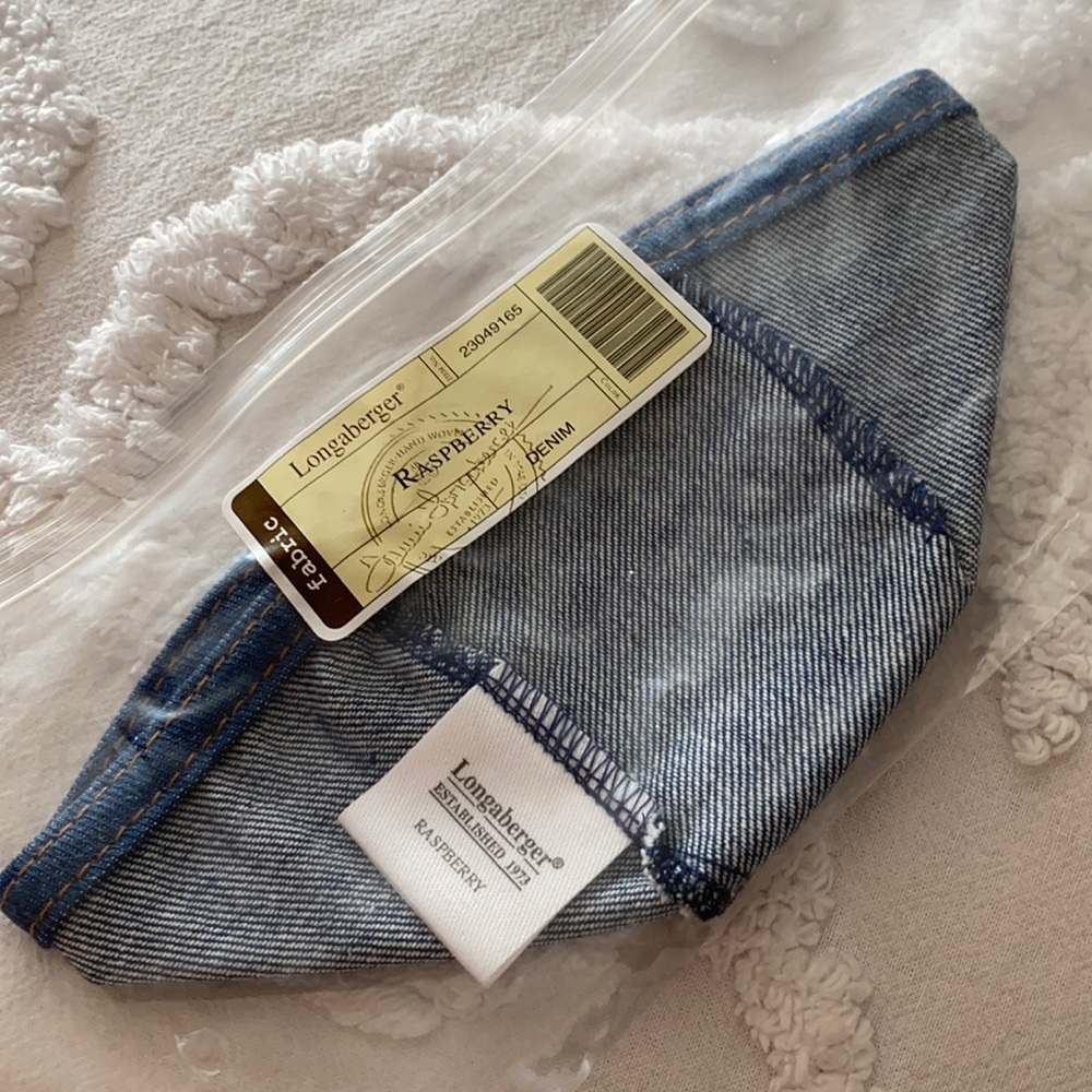 Longaberger Raspberry basket liner NIP Denim
